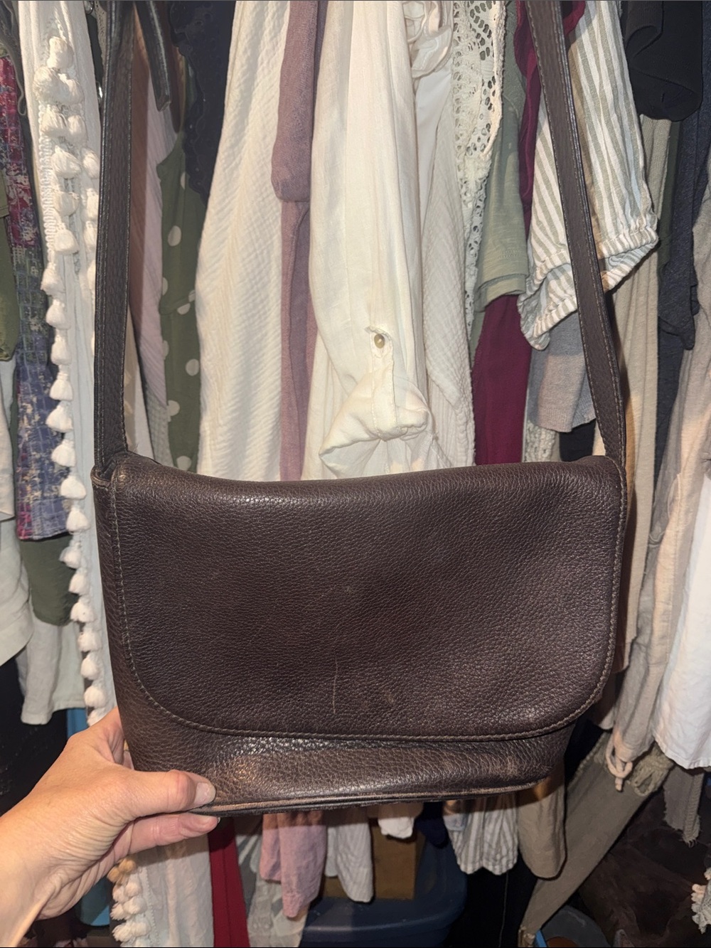 Brown Coach Leather vintage Crossbody Bag - Classic Minimal Design